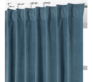 Rideau 3 En 1 Grande Hauteur 135 X 280 Cm Galon Fronceur/oeillets/passe Tringle Velours Uni Bleu