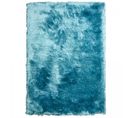 Tapis Shaggy 160x230 Rectangle Fait Main Bleu Motif Uni Sg Fin