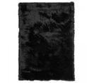 Tapis Shaggy 160x230 Rectangle Fait Main Noir Motif Uni Sg Fin