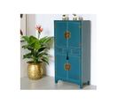 Armoire 4 Portes, 3 Tiroirs Bleue Meuble Chinois - Pekin