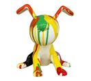 Statue Chien Assis Avec Coulures Jaune Et Rouge H28 Cm - Snoop Drips