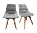 Lot De 2 Chaises En Tissu Gris Surpiqué Avec Piètement Chêne - Beti