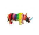 Statue Rhinocéros Avec Coulures Multicolores H24 Cm - Rhino Drips 01