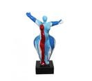 Statue Femme Bras Levés Coulures Bleu / Rouge H34 Cm - Lady Drips 01