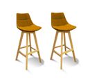 Lot 2 Tabourets De Bar Jaune Style Scandinave - Wendy