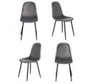 Lot De 4 Chaises En Velours Gris Foncé Et Pieds Métal Noir - Biba