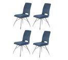 Lot De 4 Chaises Velours Bleu Marine - Bella