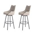 Lot De 2 Chaises Hautes De Bar Tissu Beige Et Taupe - Roy