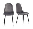 Lot De 2 Chaises En Velours Gris Foncé Et Pieds Métal Noir - Biba