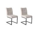 Lot De 2 Chaises Velours Gris Clair Et Pieds Design Métal Noir - Vivi