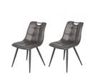 Lot De 2 Chaises Simili Noir Vieilli Vintage Piétement Métal - Muse