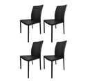 Lot De 4 Chaises Empilables En Simili Noir Et 4 Pieds En Acier - Lufy