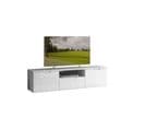 Meuble TV 170 Cm Blanc Laqué 2 Portes 1 Tiroir - Pure