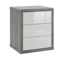 Caisson Rangement Bureau 3 Tiroirs Décor Gris Et Blanc Laqué - Granit