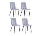 Lot De 4 Chaises Tissu Velours Gris Pied Métal Noir - Louise