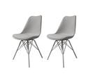 Lot De 2 Chaises Grises Design Avec Piètement En Métal - Tomy