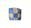 Pouf Carré En Patchwork De Tissu Jeans Bleu Et Beige Effet Usé - Denim