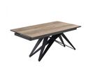 Table Extensible 160/240 Cm Céramique Effet Bois Pied Géométrique - Texas 03