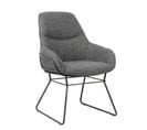 Fauteuil Tissu Gris Anthracite Pieds Traineaux Métal Noir - Zola