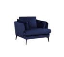 Fauteuil Accoudoirs Velours Bleu Pieds Métal Noir - Boon