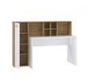 Bureau Droit Avec Rangements Décor Chêne Rustique Et Blanc Mat - Kevan