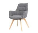 Fauteuil Scandinave Gris Tissu Chiné Pieds Bois - Cecilia