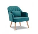 Fauteuil Velours Bleu Canard Scandinave Pieds Bois - Loukia