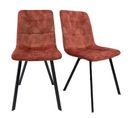 Lot De 2 Chaises En Velours Rouge Et Piètement Métal Noir - Nami