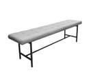 Banc En Tissu Gris Capitonné Avec Structure En Acier Noir - Moro 8879