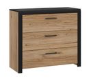 Commode 100 Cm 3 Tiroirs Décor Bois De Chêne Et Noir - Kamila