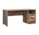 Bureau Droit 160 Cm 3 Tiroirs Décor Bois Vieilli Et Béton Gris - Buck