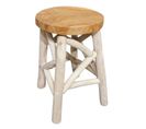 Tabouret En Bois De Teck Plateau Rond Et Piètement Emmêlé - Tynna 02