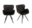 Lot De 2 Chaises Velours Noir Et Piètement Métal Noir - Lotus