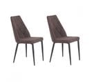 Lot De 2 Chaises En Tissu Marron Et Pieds Métal Noir - Rita