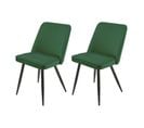 Lot De 2 Chaises En Velours Vert Avec Piètement En Métal Noir - Telly