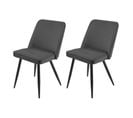 Lot De 2 Chaises En Velours Gris Foncé Piètement En Métal Noir – Telly