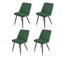 Lot De 4 Chaises En Velours Vert Avec Piètement En Métal Noir – Telly