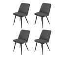 Lot De 4 Chaises En Velours Gris Foncé Piètement En Métal Noir – Telly