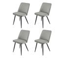 Lot De 4 Chaises En Velours Gris Clair Piètement En Métal Noir – Telly