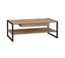 Table Basse 110 Cm Décor Bois Chêne Et Pieds Métal Noir Mat - Mode