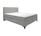 Lit Boxspring 180x200 Cm Tissu Gris 2 Rangements - Aisha