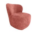 Fauteuil Bas Rond En Velours Rose Foncé Et Dossier Arrondi - Mallow