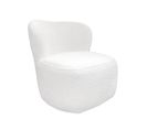 Fauteuil Bas Rond En Tissu Bouclette Blanc Et Dossier Arrondi - Mallow