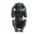 Statue Singe Noir Mat Avec Mains Sur Les Oreilles H40 Cm - Rafiki