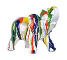 Statue Éléphant Avec Coulures Argenté Et Multicolore H21 Cm - Dumbo