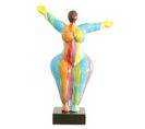 Statue Femme Bras Levés Coulures Multicolores H54 Cm - Lady Drips