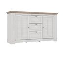 Buffet 160 Cm 2 Portes 3 Tiroirs Décor Chêne Clair Blanchi - Angele