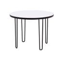 Table Basse Ronde D. 60 Cm Décor Blanc Pieds Métal Noir - Lindy