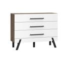 Commode 3x2 Tiroirs Décor Chêne Foncé Et Blanc Pieds Métal - Mona