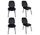 Lot De 4 Chaises En Simili Noir Pieds Métal Noir - Ruzan